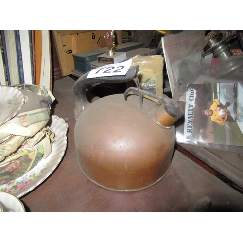 722 - Antique Whistling Copper Kettle