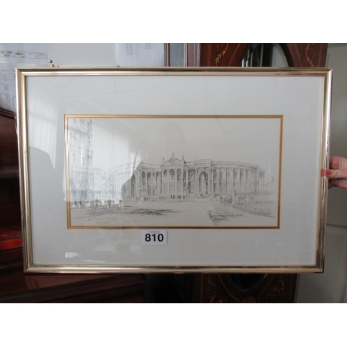 810 - Large Pencil drawing- Bank of Ireland and College Green Dublin. By Colin Gibson 21'' x 11''