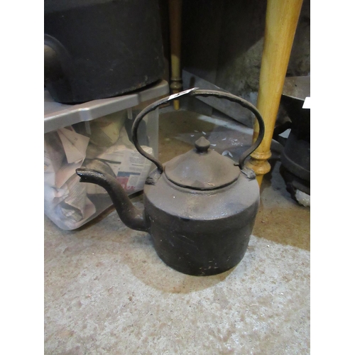 84 - Small Victorian Cast Iron Kettle 12”