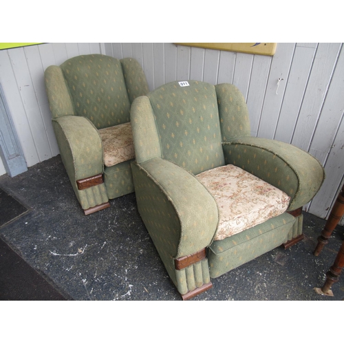 11 - Pair of Art Deco armchairs.