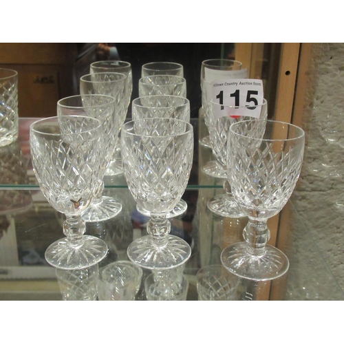 115 - Set of 6 Waterford crystal Sherry glasses  H:9cm.