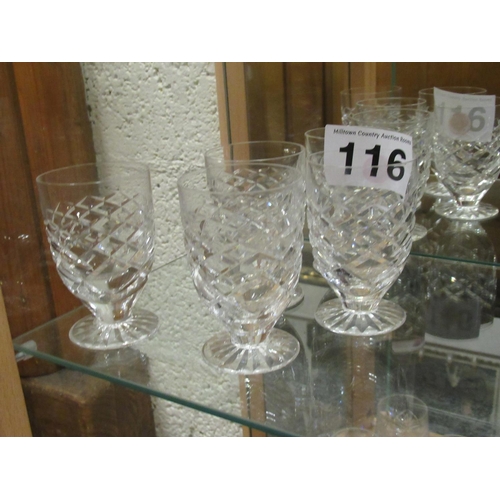 116 - Set of 5 Waterford crystal glasses.  H:10cm.