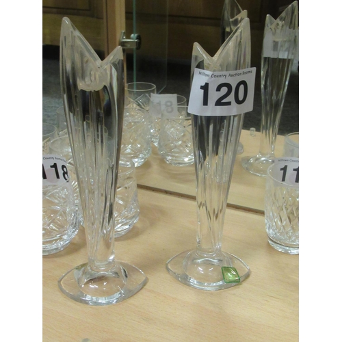 120 - Pair of Waterford crystal candle holders. H:25.5cm