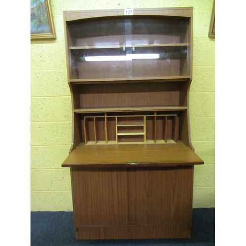 127 - Display cabinet with writing bureau.  H:172cm x 90cm x 40cm.