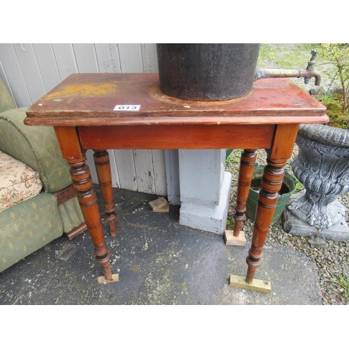 13 - Antique Pine side table. Top: 78cm x 42cm.