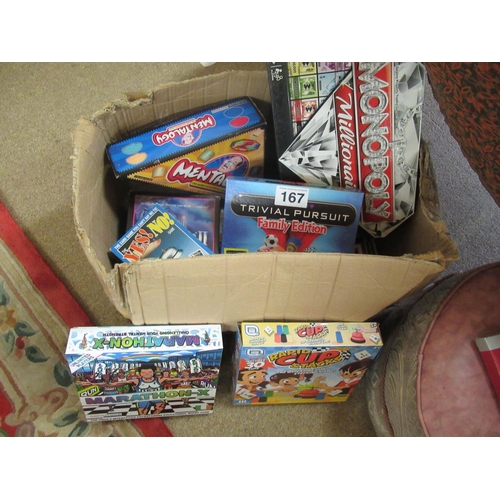 167 - Box of assorted board games.