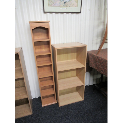 203 - Tall pine CD rack plus book shelves.