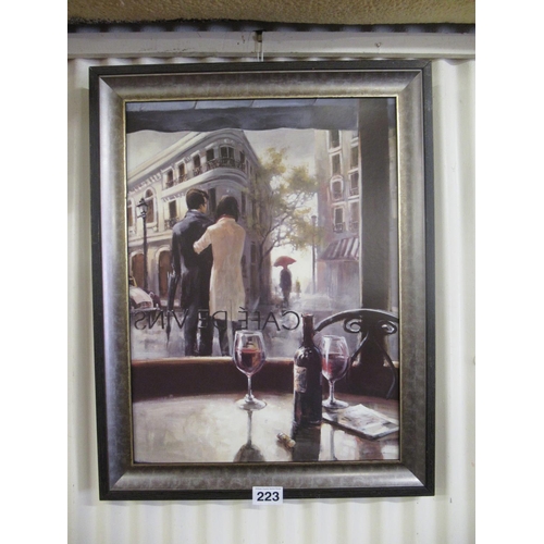 223 - Framed Paris Window scene, 92cm x 71cm.