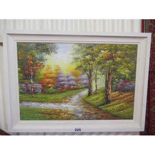 225 - Large Oil on Canvas - Autumn scene.  150cm x 75cm.