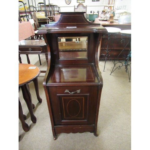 235 - Edwardian Mahogany inlaid  fall front coal cabinet.  H:95cm, W:37cm, D:33cm.