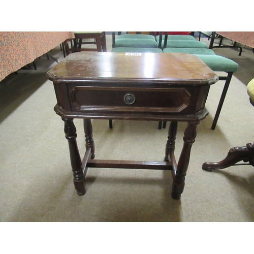 236 - Mahogany one drawer side table.  H:57cm, W:53cm, D:33cm.