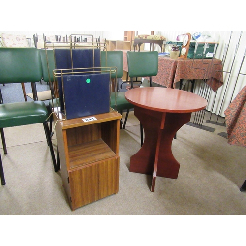 241 - Bedside locker, magazine rack plus small pod table.