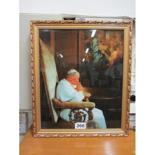 266 - Religious light up picture - Pope John Paul 2nd.  56cm x 66cm.