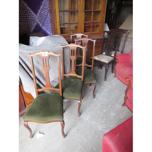 27 - Good set of 4 high back dining chairs plus pair of mahogany bedroom chairs.