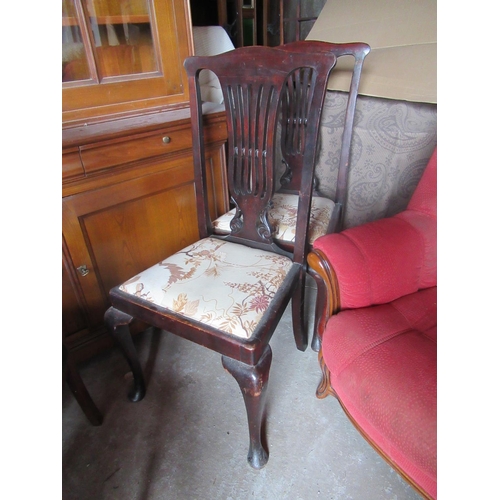 27 - Good set of 4 high back dining chairs plus pair of mahogany bedroom chairs.