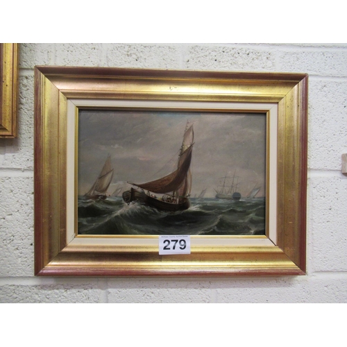 279 - Oil on Board - Ships at Sea, By W Marsden. 55cm x 40cm.