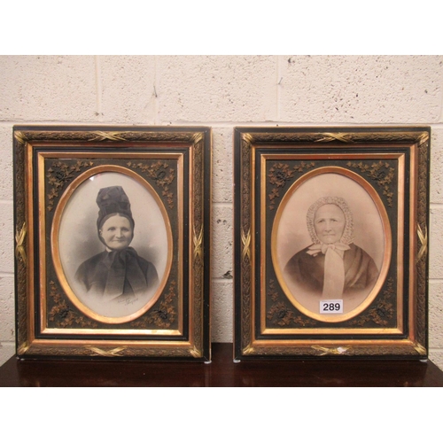 289 - Good pair of oval portraits in superb gilt and ebony frames. Each frame: 65cm x 55cm.