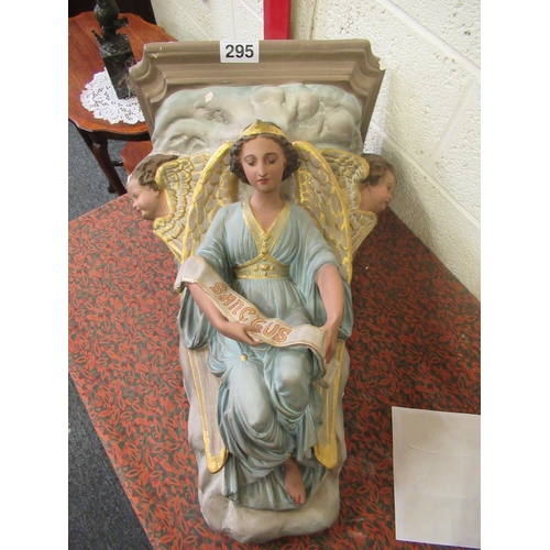 295 - Large religious wall mounted Corbel depiction Angles.  H:75cm x W:47 x 35cm.