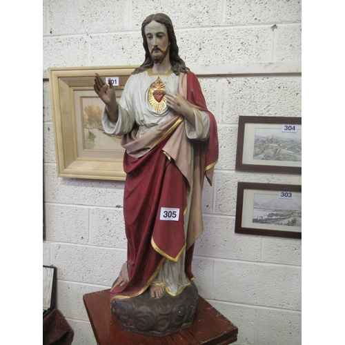 305 - Religious Statue - Sacred Heart of Jesus.  H:103cm.