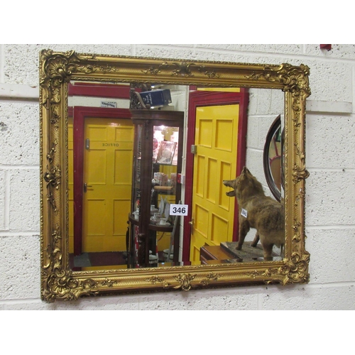 346 - Superb gilt bevelled edge wall mirror. 97cm x 80cm.