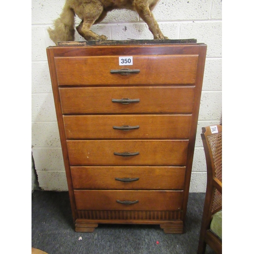 350 - Teak 6 drawer tall boy.   H:122cm, W:66cm, D:40cm.