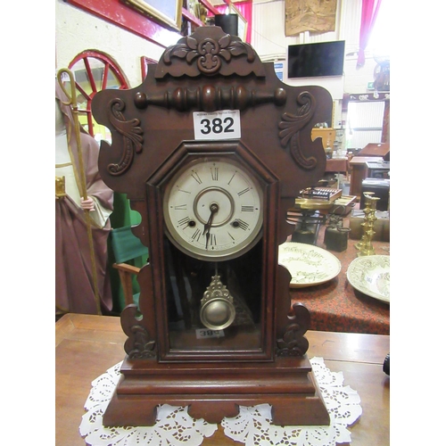 382 - Victorian Mahogany Gingerbread clock - working perfect.  H:60vm.