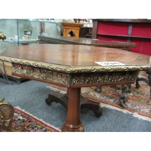 394 - French brass ormolu mounted occasional table on pod. H:75cm, Top:50cm x 50cm.