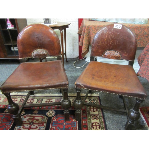 430 - Good set of 4 vintage leather covered chairs.