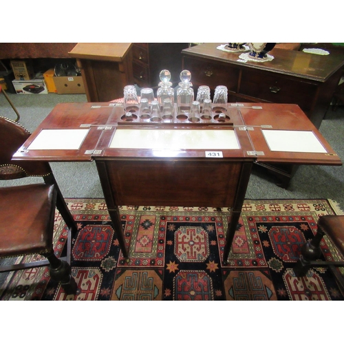 431 - Superb Edwardian mahogany inlaid drinks cabinet with folding mechanism and ice storage compartment.