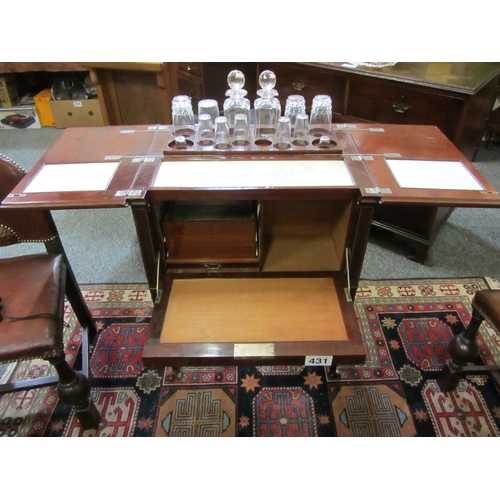 431 - Superb Edwardian mahogany inlaid drinks cabinet with folding mechanism and ice storage compartment.