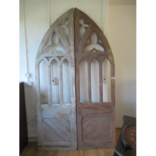 1 - Pair of Georgian Pitch Pine Gothic Doors 60