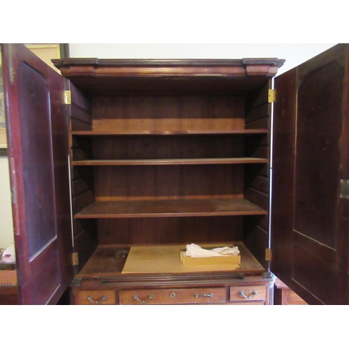 1081 - Superb Irish Georgian Linen Cupboard on Chest of 6 Drawers on Bracket feet & Ornate Carved Columns