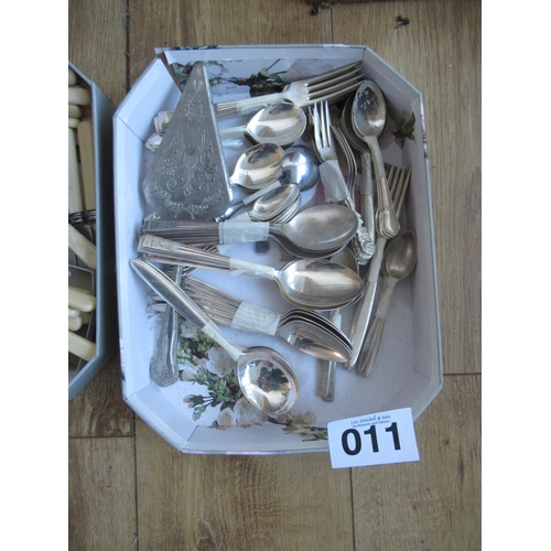 11 - Box of assorted Plated Flatware