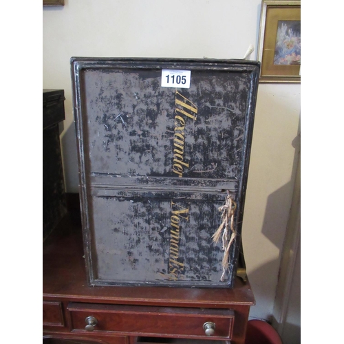 1105 - Antique Tine trvel Office Organizer 'Alexander norman Esq' - 24.5x16.5x16.5