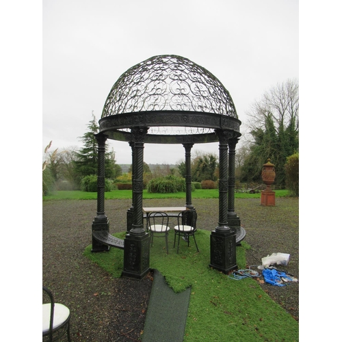 1296 - Georgian Style Cast Dome Top Iron Gazebo with Lions Head Ornaments 9'8