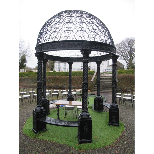 1296 - Georgian Style Cast Dome Top Iron Gazebo with Lions Head Ornaments 9'8