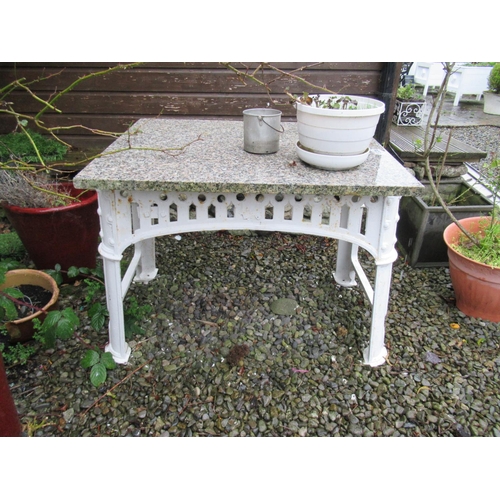 1304 - Victorian Cast Iron Table with Marble Top