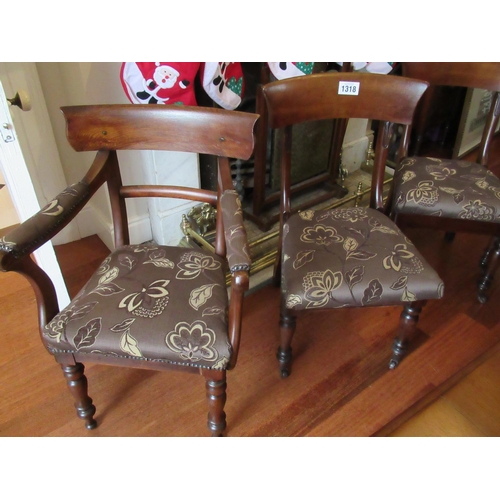 1318 - Set of 8 Victorian mahogany Splay Back Dining Room Chairs (6 & 2 carvers)