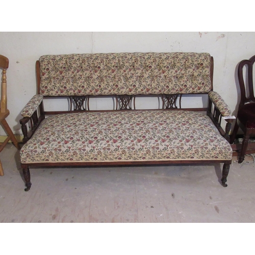 1325 - Edwawrdian Mahogany Highly carved 3 Seater Parlour Couch on Castors