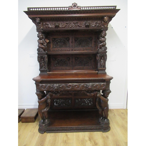 1327 - large Bog Oak Highly Carved Buffet - Originally from Gibstow Castle