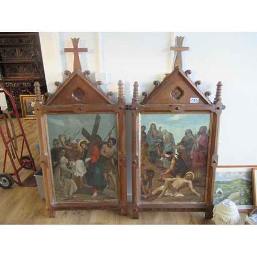 15 - Pair of Ornately Gothic Framed Stations of the Cross