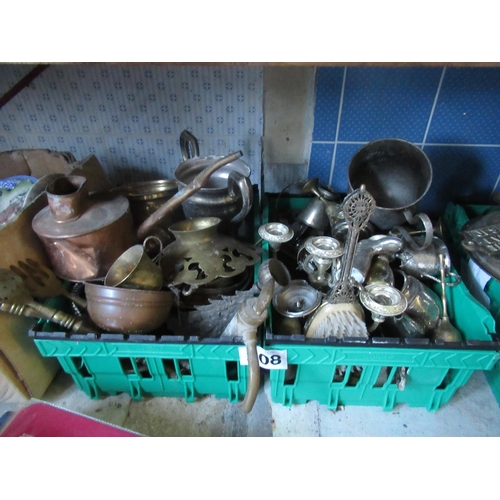 208 - 2 Boxes of Brass and Platedware