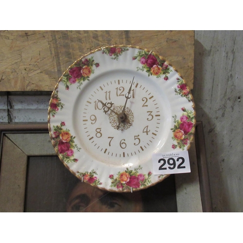 292 - Royal Albert Wall Clock and Misc Pictures