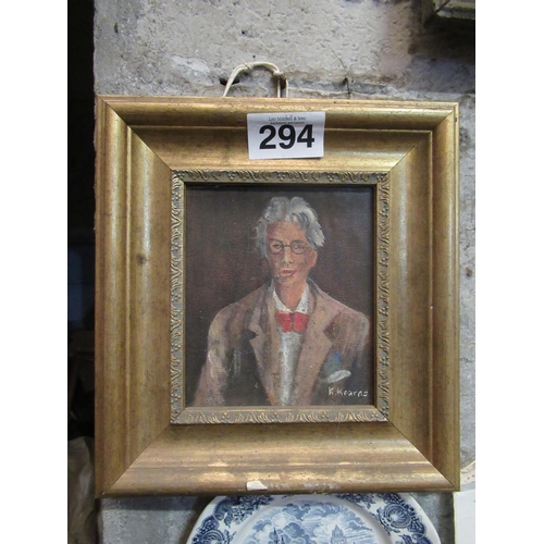 294 - Framed Portrait of James Joyce- Oil on Board - K.Kearns 12