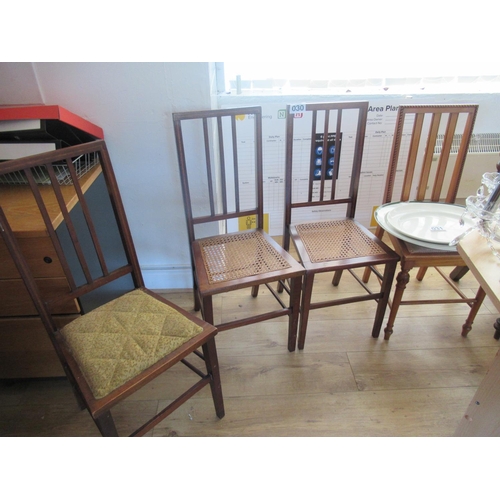 30 - 3 Edwardian Inlaid Mahogany Parlour Chairs with Cane Seats