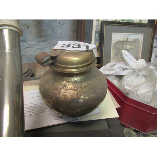 331 - Lidded Brass Vase