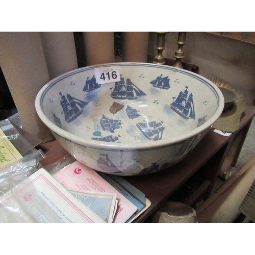 416 - Large Blue and White Bowl