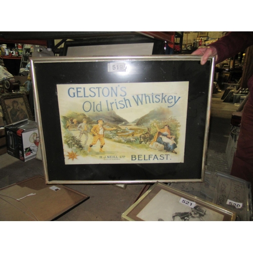 519 - Framed Gelston's Old Irish Whiskey Advertisment  33