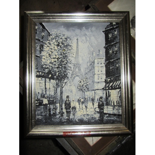 522 - Oil on Canvas: Paris Street Scene - Signed Kennet 12