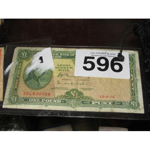 596 - 1976 Old Irish One Punt note